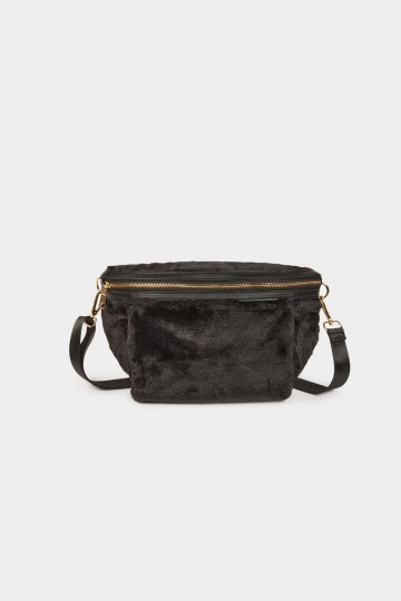 Sac banane fausse fourrure noir femme vue1 32536311033500979