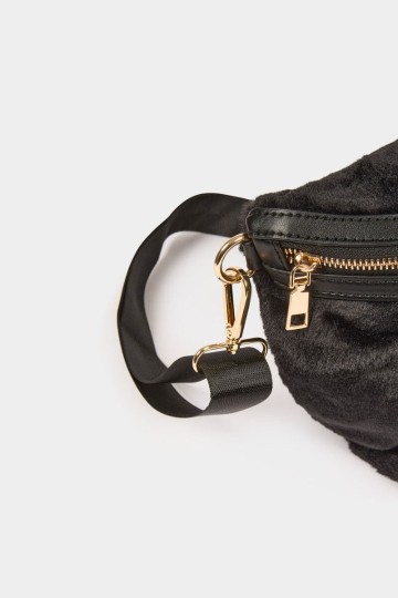 Sac banane fausse fourrure noir femme vue5 32536311033500979
